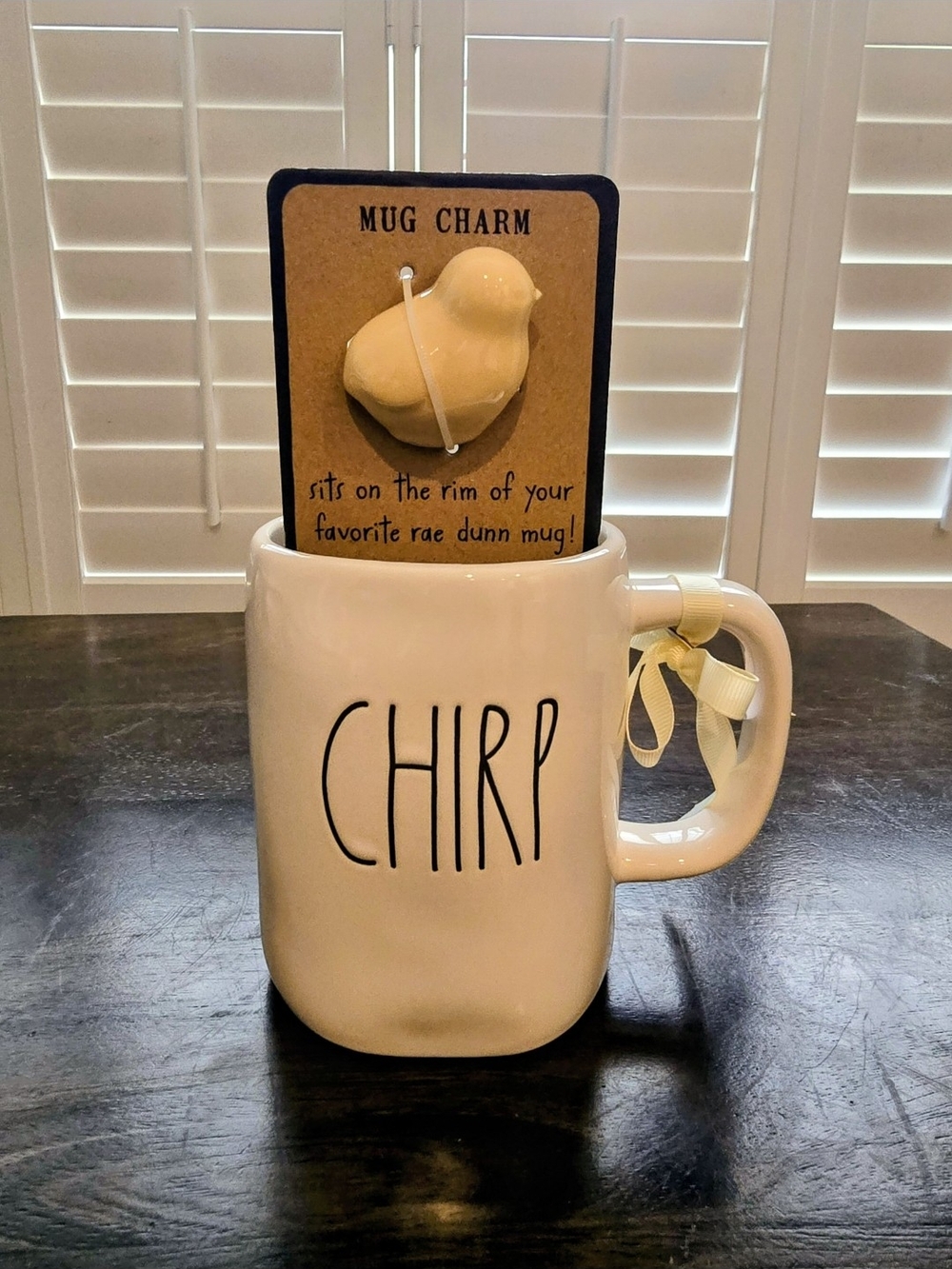 Rae Dunn CHIRP Mug with Y Bird Charm/clip